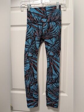 LULULEMON High Times Pant Palm Lace Tofino Teal Blue Size 2